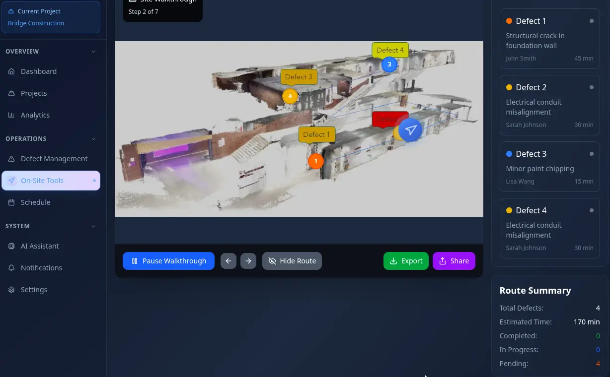 Auto routing for 3D spatial reinspection